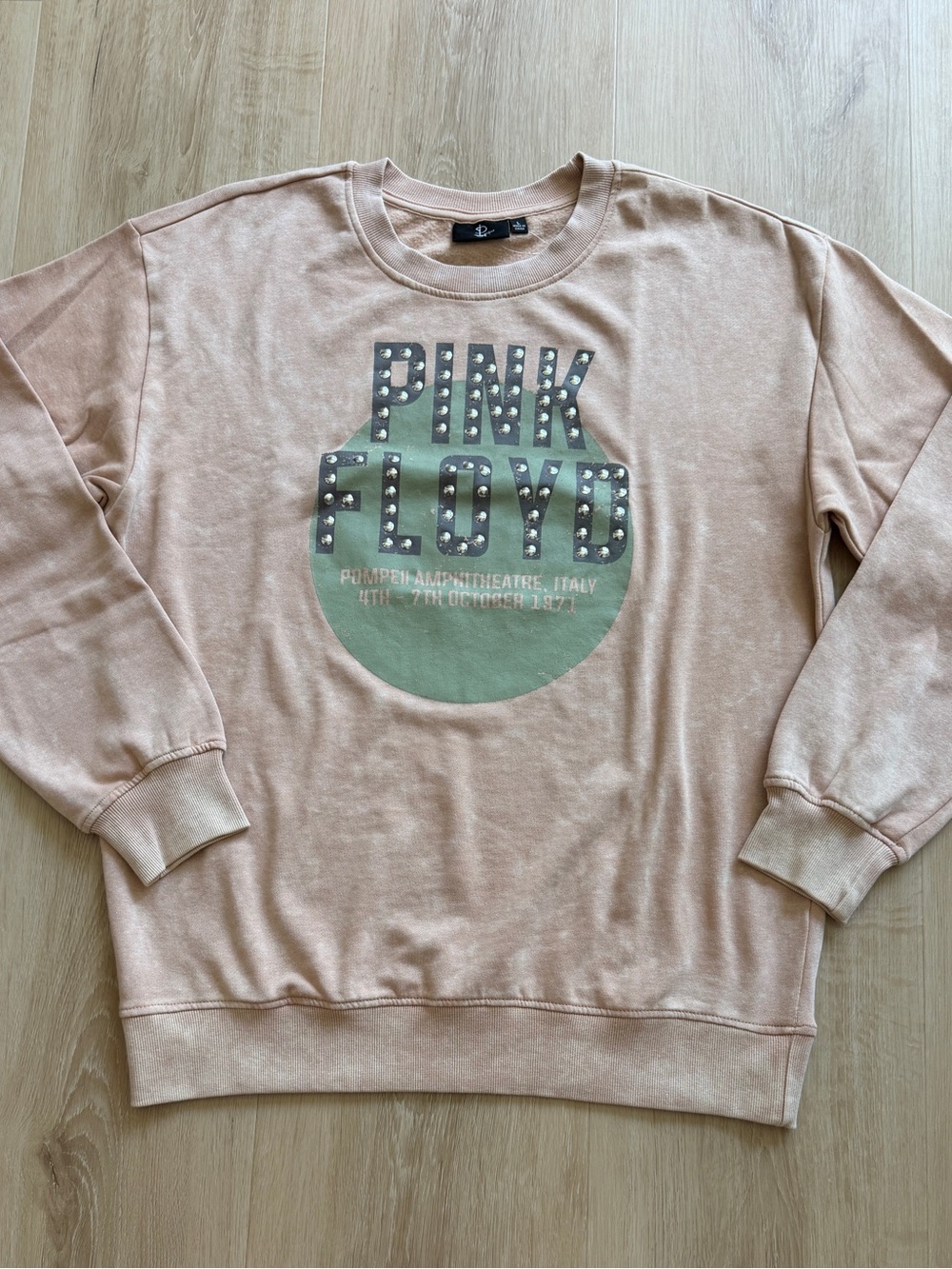 Pink Floyd Men's Crewneck Sweater in Dusty Pink with Sage Graphic